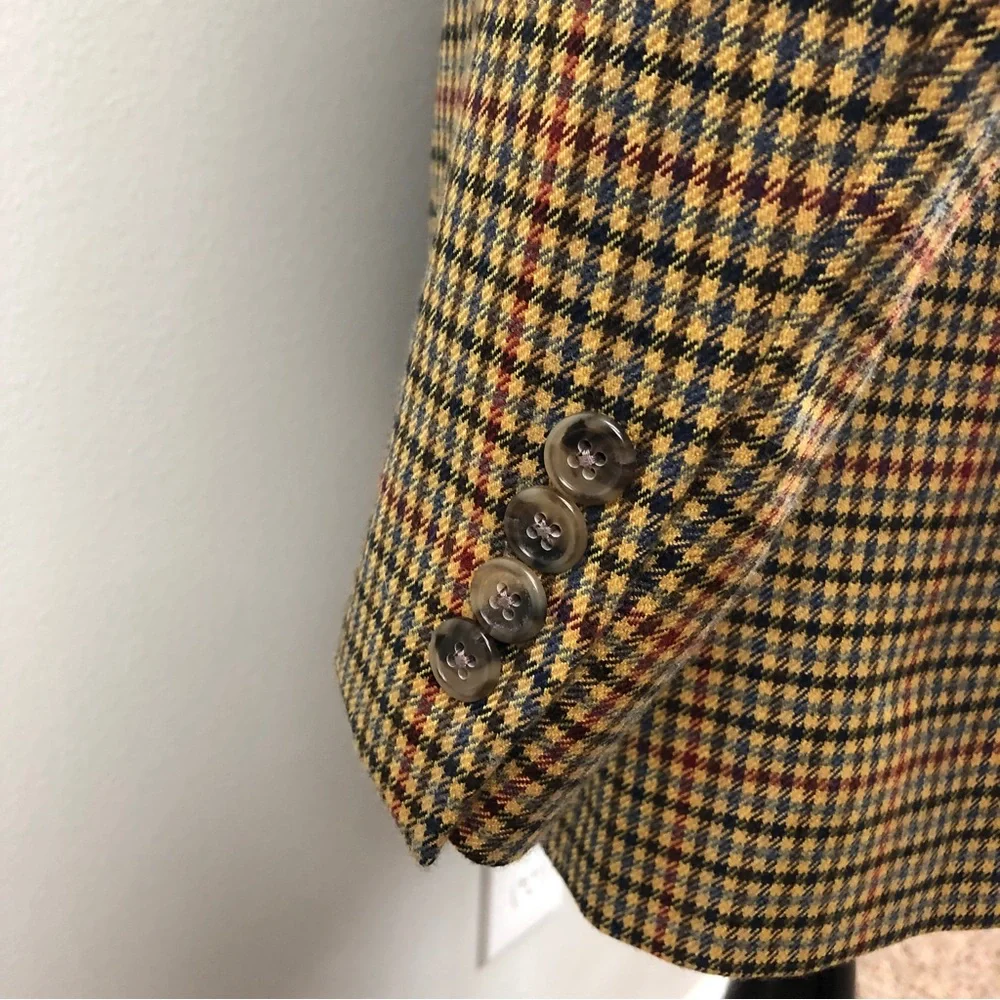 Hart Schaffner Marx Gold Trumpeter Blazer Sz 41L Loro Piana Houndstooth Cashmere - Picture 6 of 13